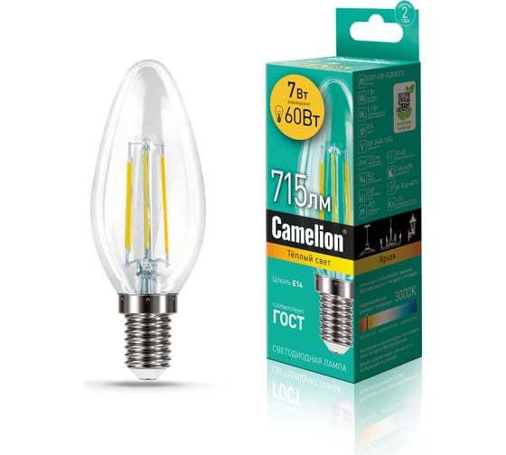 Изображение товара Светодиодная лампа Camelion LED7-C35-FL/830/E14 7Вт 220В 13452