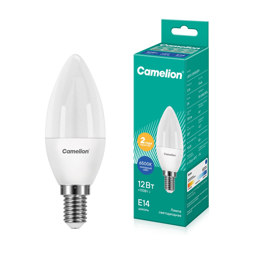 Светодиодная лампа Camelion LED12-C35/865/E14 12Вт 220В 13691