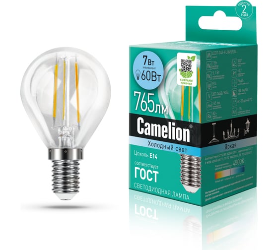 Изображение товара Светодиодная лампа Camelion LED7-G45-FL/845/E14 7Вт 220В 13458