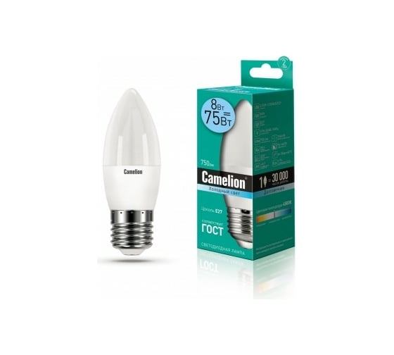 Изображение товара Светодиодная лампа Camelion LED8-C35/845/E27 8Вт 220В 12390