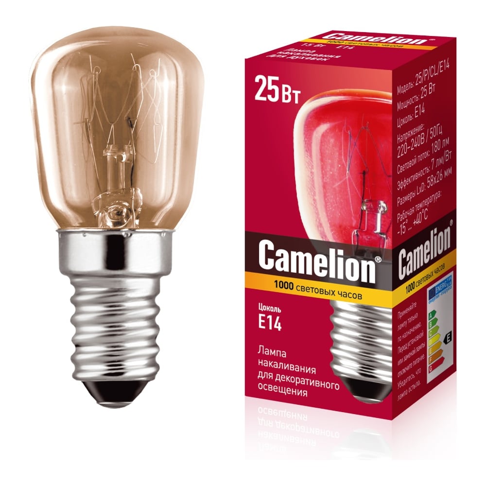 Изображение товара Мини-лампа накаливания Camelion 25/P/CL/E14 Т26 13649