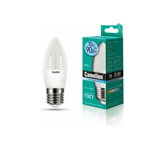 Изображение товара Светодиодная лампа Camelion LED10-C35/845/E27 10Вт 220В 13562