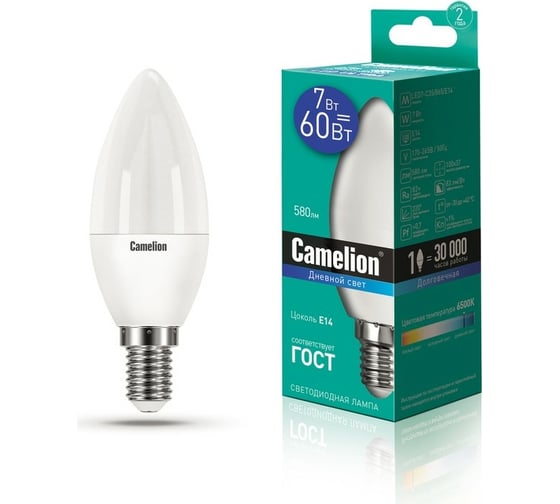 Изображение товара Светодиодная лампа Camelion LED7-C35/865/E14 7Вт 220В 12648
