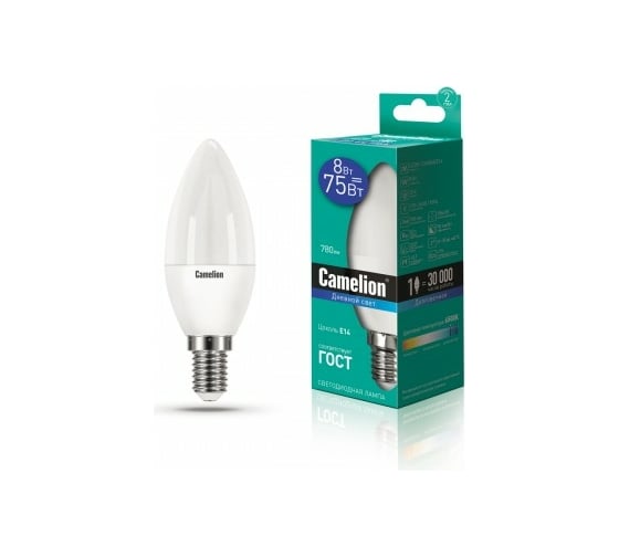 Изображение товара Светодиодная лампа Camelion LED8-C35/865/E14 8Вт 220В 13370