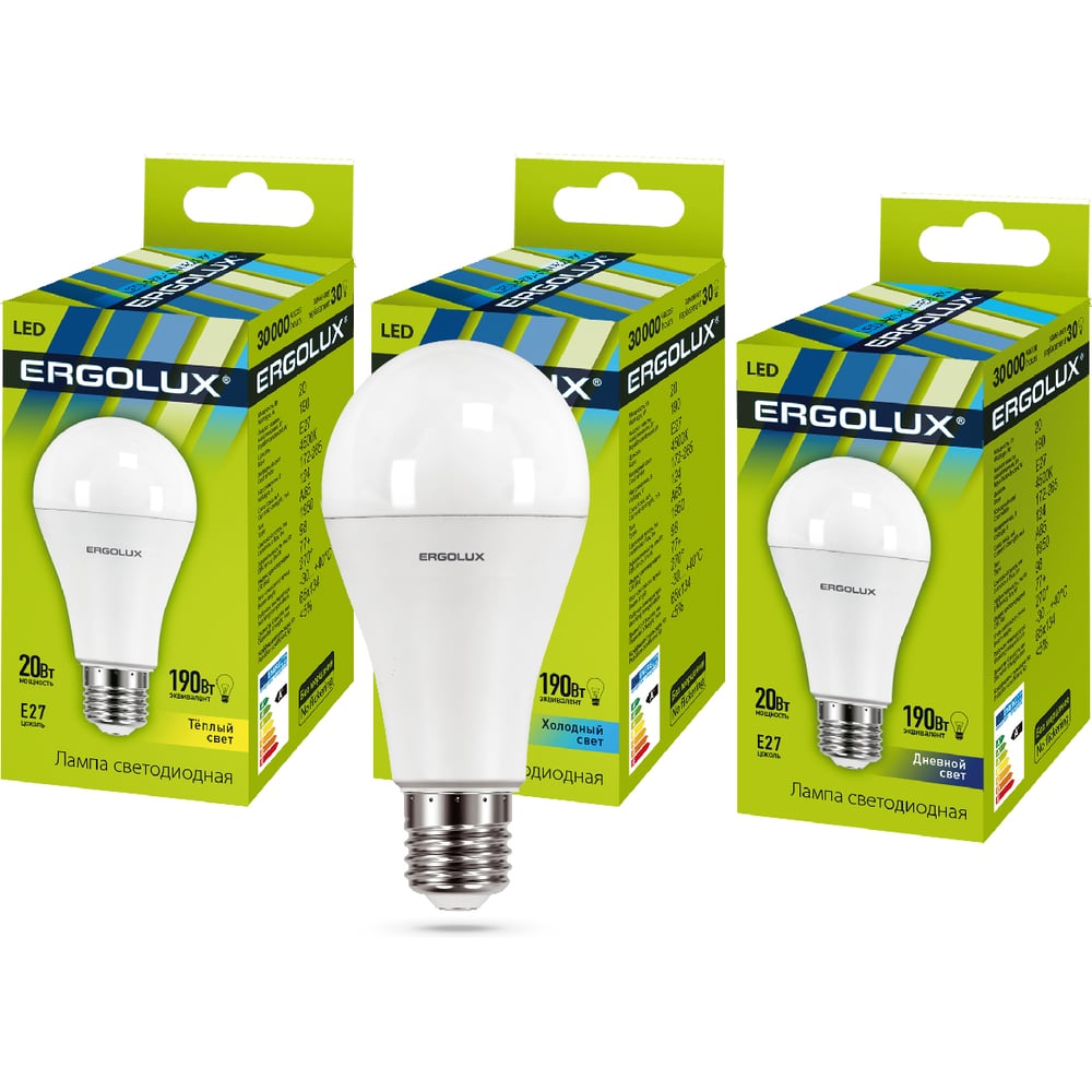 Изображение товара Электрическая светодиодная лампа Ergolux LED-A65-20W-E27 6500K 220V 20Вт