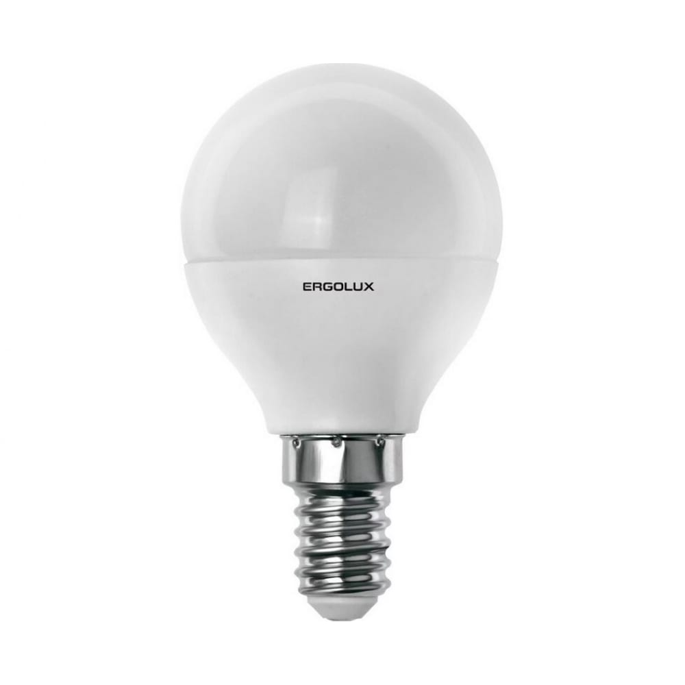 фото Электрическая светодиодная лампа ergolux led-g45-9w-e14-3k шар 9вт e14 3000k 172-265в 13173