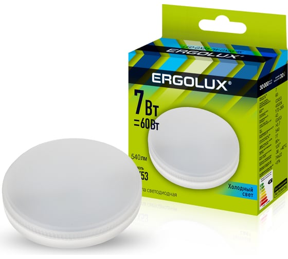 Изображение товара Электрическая светодиодная лампа Ergolux LED-GX53-7W-GX53-4K 7Вт GX53 4500К 172-265В 13513