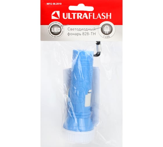 Изображение товара Фонарь, голубой, 1LED, 1 режим, 3xAG10, пластик Ultraflash 828-TH 2395
