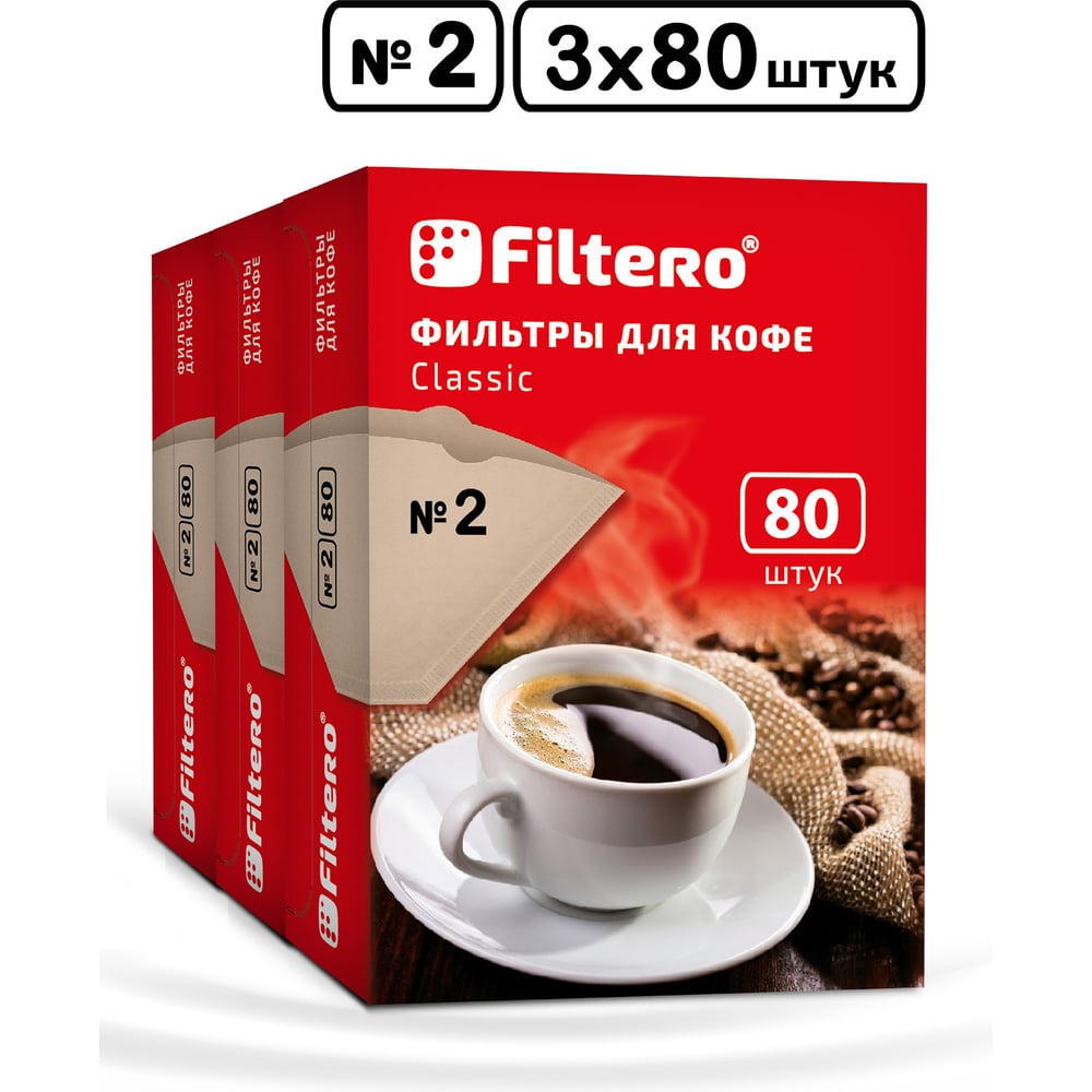 Комплект фильтров для кофе FILTERO №2 2/240