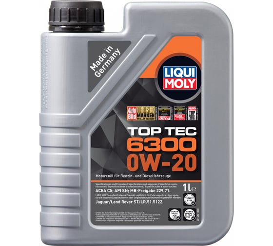 Изображение товара Масло моторное НС-синтетическое Top Tec 6300 0W-20 SN C5, 1 л LIQUI MOLY 21216