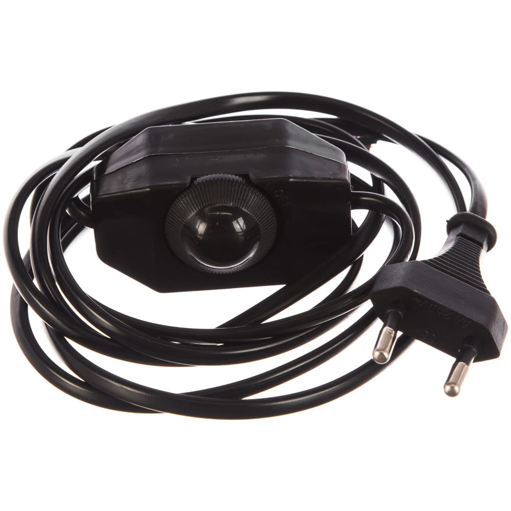 фото Электрический соединительный шнур для бра с диммером сибртех 1,5м,120вт, чёрный, тип v-2 96018
