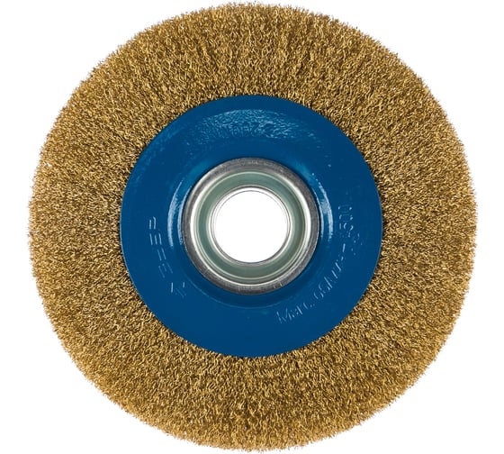 Изображение товара Щетка дисковая (200х32 мм; витая стальная латунированная проволока 0.3 мм) для точильно-шлифовального станка ЗУБР 35186-200_z01