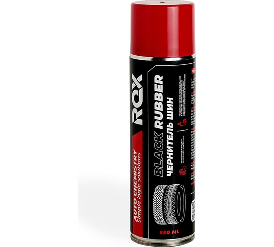 Изображение товара Чернитель шин резины покрышек ROX BLACK RUBBER аэрозольный баллон 650 мл R180
