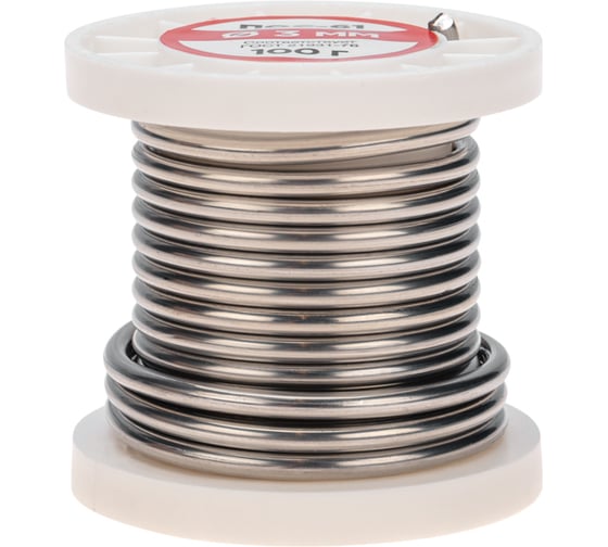 Изображение товара Припой REXANT без канифоли ПОС-61, Ø3мм, (олово 61%, свинец 39%), катушка, 100г 09-3124