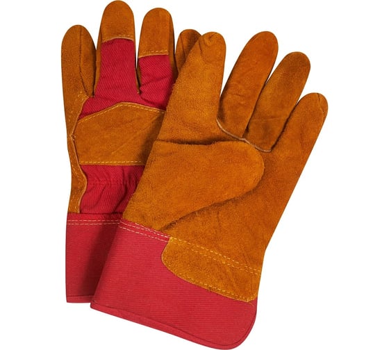 Изображение товара Утепленные комбинированные перчатки из спилка и плотной х/б ткани Спец КРАГИ-PT2107