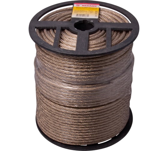 Изображение товара Трос стальной REXANT  в ПВХ оплетке d=6 мм, прозрачный (бухта 150м) 09-5260