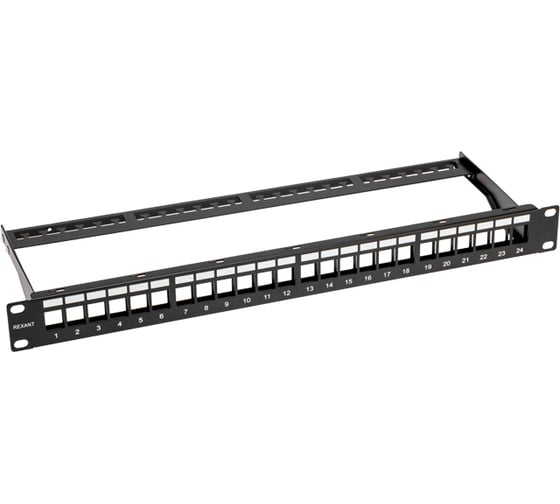 Изображение товара Коммутационная наборная панель REXANT 19", 1U, 24 порта, UTP, PRO 02-0053