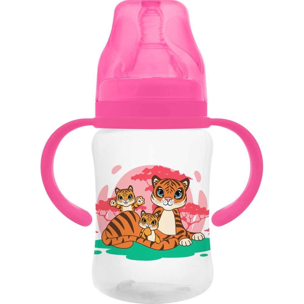 Изображение товара Бутылочка для кормления Мамина Радость 150 мл с ручками тигр, безопасные материалы