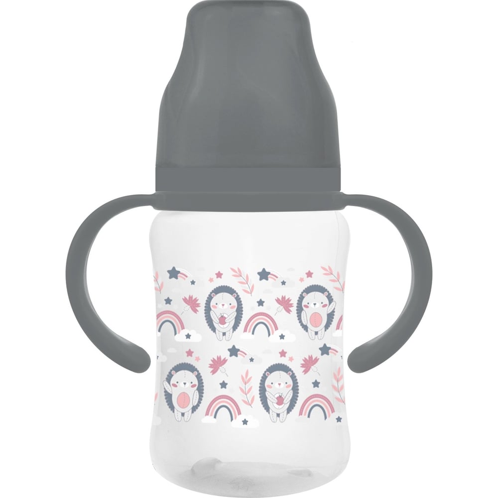 Изображение товара Бутылочка для кормления Мамина Радость 150 мл с ручками и тематикой ежика