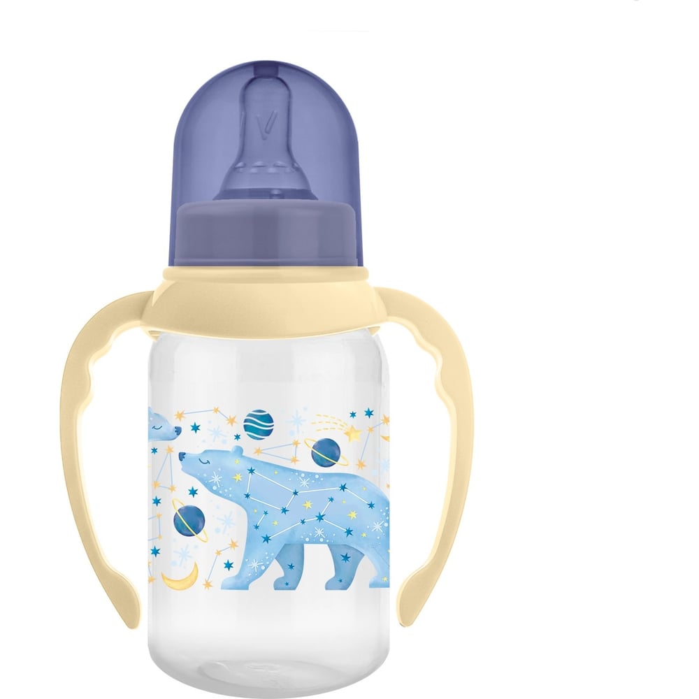 Изображение товара Бутылочка для кормления Мамина Радость 125 мл с соской M и звёздное небо