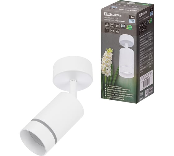 Изображение товара Спот потолочный, светильник LED, 7 Вт, 230 В, 50 Гц, 4000К, IP20, "Вероника", белый TDM ELECTRIC SQ0356-0420