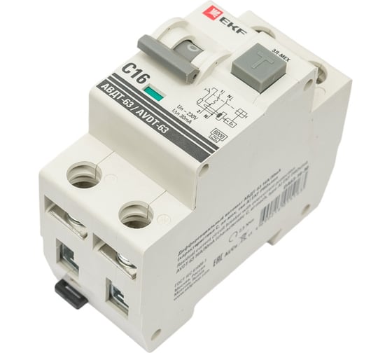 Изображение товара Дифференциальный автомат EKF АВДТ-63 16А/30мА (характеристика C, эл-мех, тип А) 6кА PROxima DA63-16-30