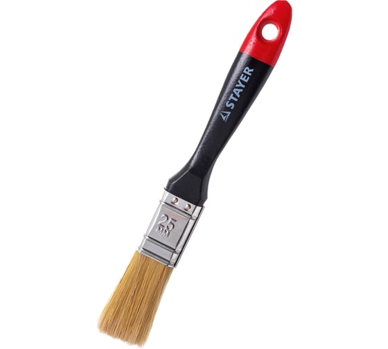 Изображение товара Плоская кисть STAYER UNIVERSAL-PROFI, светлая натуральная щетина, деревянная ручка, 25мм 0104-025