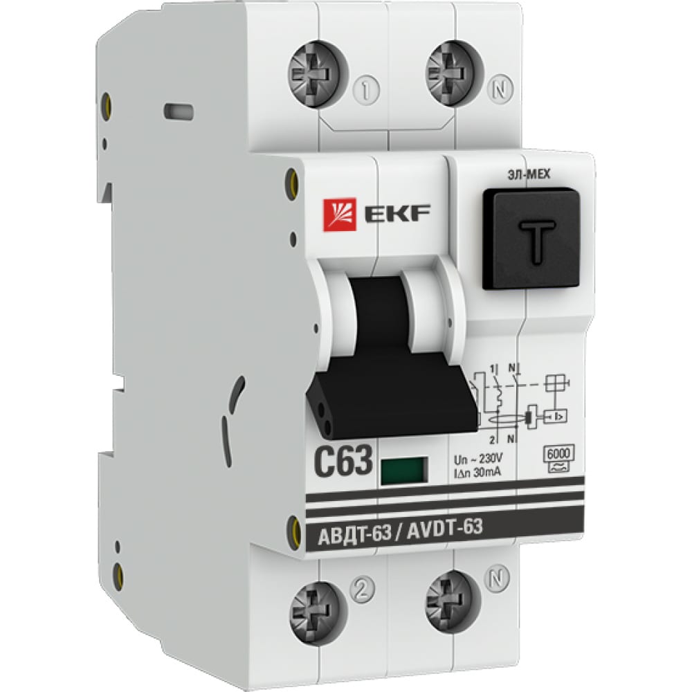 Автоматический дифференциальный выключатель EKF дифференциальный автоматический выключатель tdm electric авдт 63 16 с 30 ма sq0202 0002