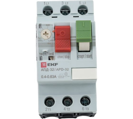 Изображение товара Автоматический выключатель для защиты электродвигателей EKF АПД32 0.4-0.63А apd2-0.4-0.63