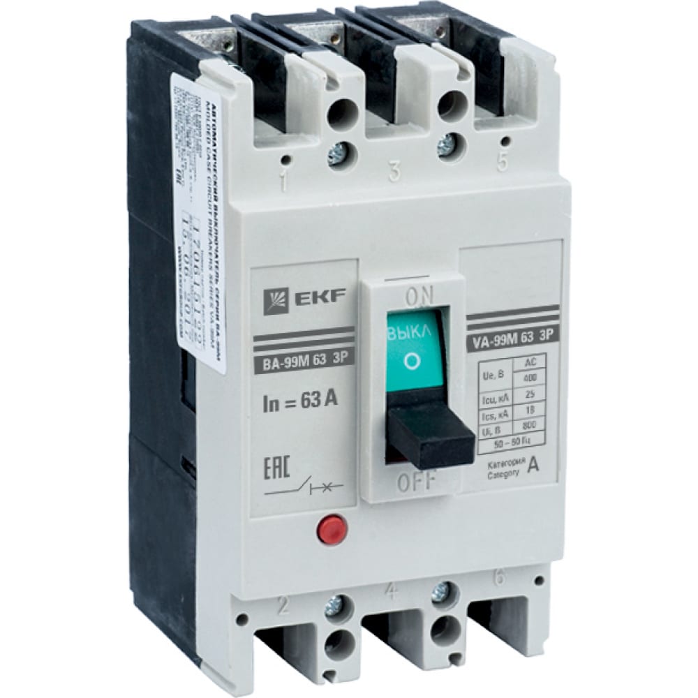 Трехполюсной автоматический выключатель EKF автоматический выключатель tdm electric ва47 29 1p c50 а 4 5 ка sq0206 0079