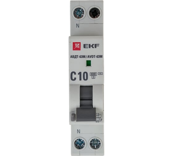 Изображение товара Автоматический дифференциальный выключатель EKF 1п 10А 30мА АВДТ-63М С DA63M-10-30