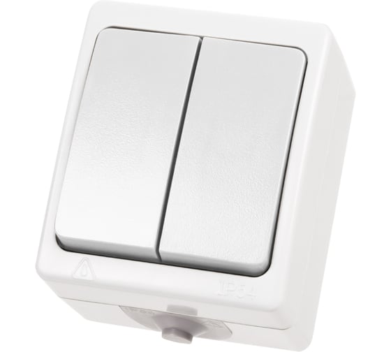 Изображение товара Выключатель белый 2-клавишный открытой установки TDM ELECTRIC IP54 10А, серия "Вуокса" SQ1803-1002