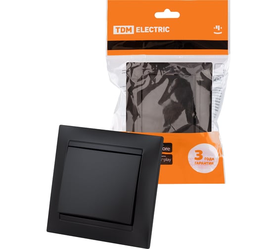 Изображение товара 1 клавишный выключатель TDM ELECTRIC 10А графит "Лама" SQ1815-0601