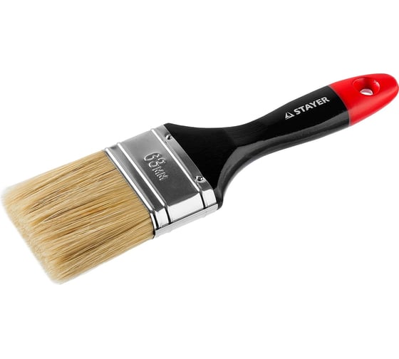 Изображение товара Плоская кисть STAYER Professional Universal светлая натуральная щетина, деревянная ручка, 63мм 2.5" 0104-063