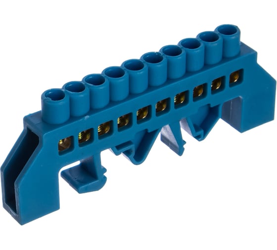 Изображение товара Нулевая шина EKF, N 63.10 нейлоновый корпус на DIN-рейку латунь, 20 шт. sn0-63-10-dn