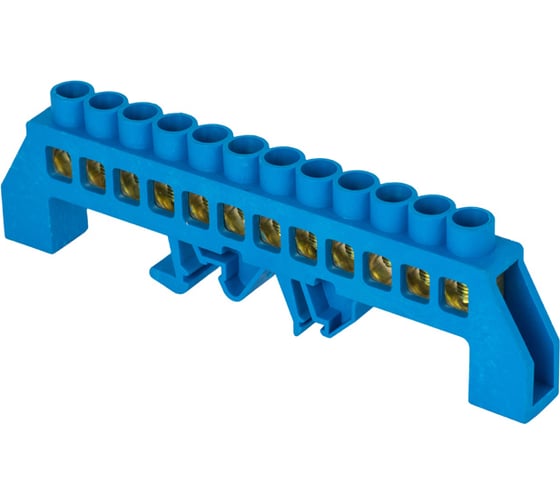Изображение товара Нулевая шина EKF N 63.12 нейлоновый корпус на DIN-рейку латунь sn0-63-12-dn