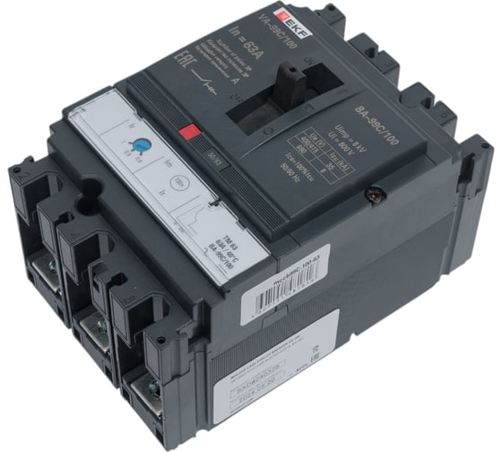 Изображение товара Автоматический трехполюсный выключатель EKF ВА-99C 100/63А 3P 36кА mccb99C-100-63