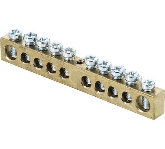 Изображение товара Нулевая шина EKF с заземлением 63.10 латунь, 10 шт. PROxima sn0-63-10