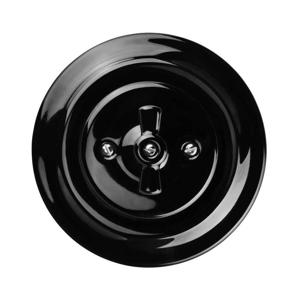 Изображение товара Поворотный выключатель TDM ELECTRIC скрытой установки фарфоровый с ручкой бантик 10А черный «Болонь» SQ1820-0220