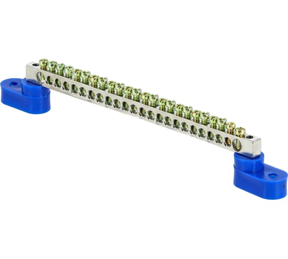 Изображение товара Нулевая шина EKF N 63.24 2 изолятора стойка никель 10 шт sn1-63-24-2
