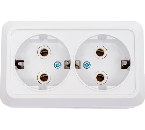 Изображение товара Двойная розетка EKF Рим 16А с заземлением белая ENR16-128-10