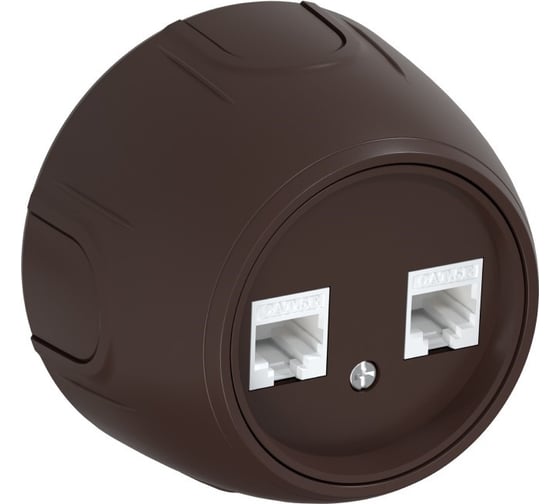 Изображение товара Накладная розетка OneKeyElectro (наружная) двойная компьютерная RJ45 кат.5e Rotondo, цвет коричневый 7700893