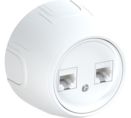 Изображение товара Накладная розетка OneKeyElectro (наружная) двойная компьютерная RJ45 кат.5e Rotondo, цвет белый 7700891