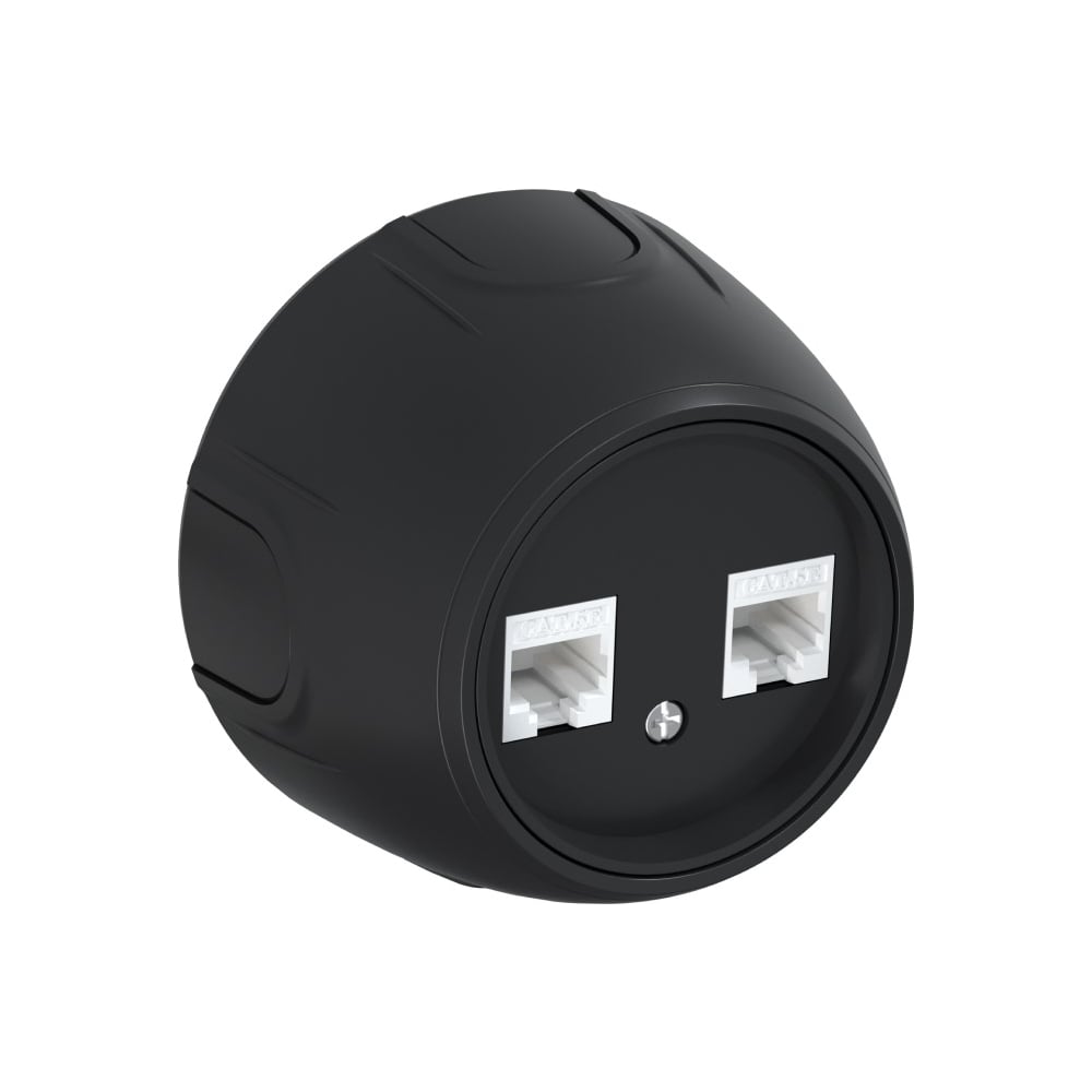 Изображение товара Разъем RJ45 Rotondo Black 2-постовый Cat.5e