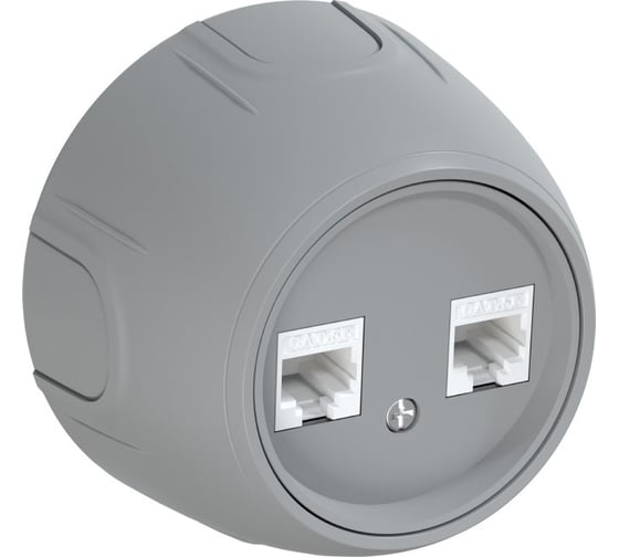 Изображение товара Накладная розетка OneKeyElectro (наружная) двойная компьютерная RJ45 кат.5e Rotondo, цвет серый 7700894