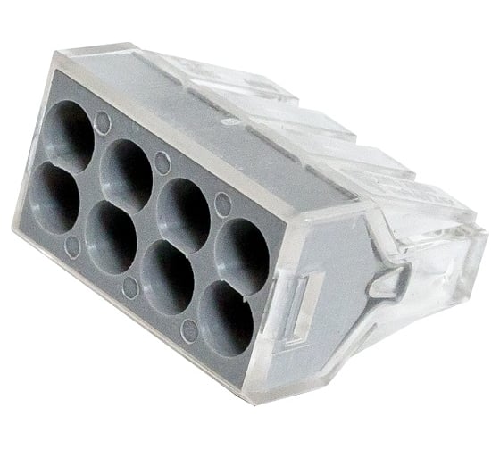 Изображение товара Строительно-монтажная клемма Сириус А КБМ с пастой 8 отверстий (Прозрачная) (100шт) SKL100VO-2x4-Pr