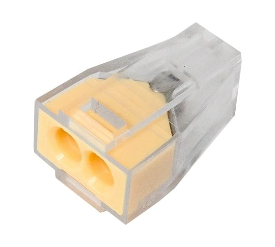 Изображение товара Строительно-монтажная клемма Сириус А КБМ с пастой 2 отверстия (Прозрачная) (100шт) SKL100VO-2x1-Pr