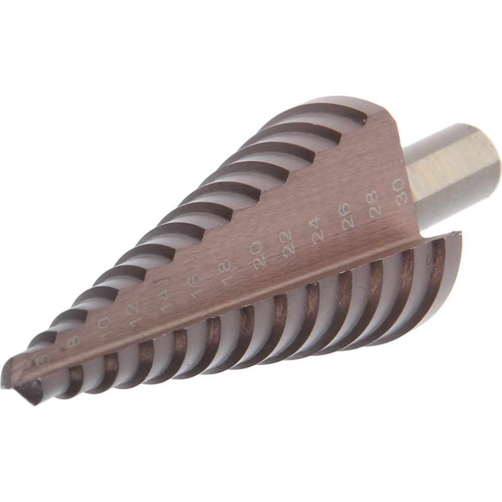 Изображение товара Сверло ступенчатое 6 - 30 мм, HSS-Co, трехгранный хвостовик ТУНДРА 7546778