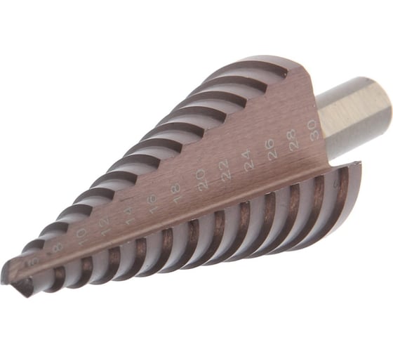 Изображение товара Сверло ступенчатое 6 - 30 мм, HSS-Co, трехгранный хвостовик ТУНДРА 7546778