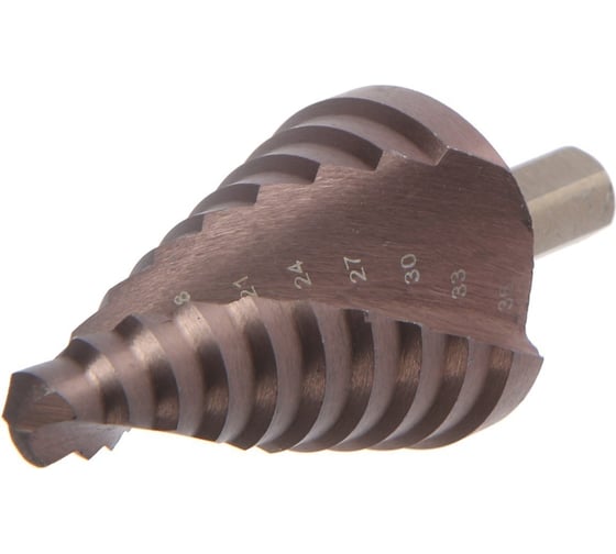 Изображение товара Сверло ступенчатое PRO 9 - 36 мм, HSS-Co, спиральный профиль, трехгранный хвостовик ТУНДРА 7546786